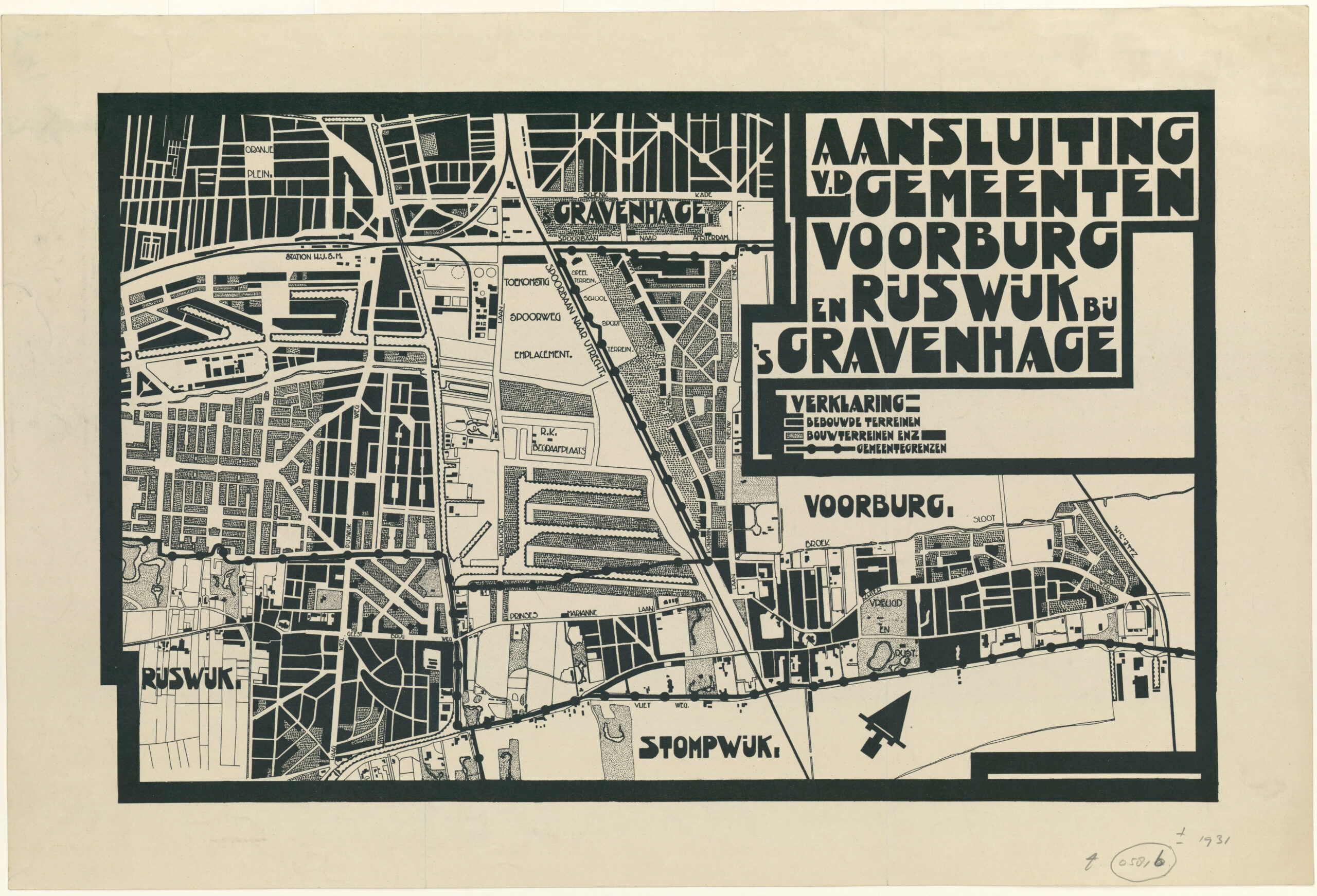 Historische plattegrond van delen van Voorburg en Rijswijk uit 1931